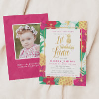 Convites de festas de Luau primeiro aniversario Do