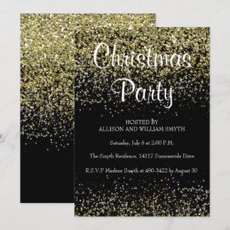 Convites de festas de Natal com brilho preto e Dou