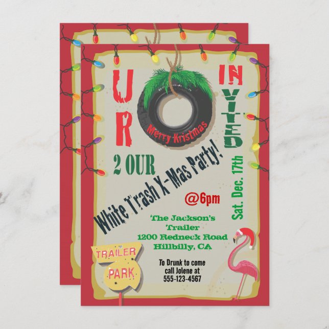 Convites de festas de Natal de Lixo Branco (Frente/Verso)