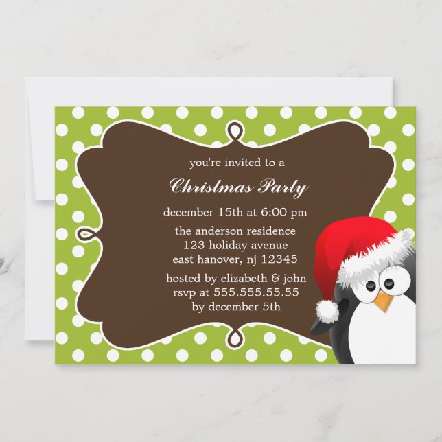 Convites de festas de Natal de Pinguim Feriado (Frente)