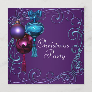 Convites de festas de Natal de Teal Blue Purple