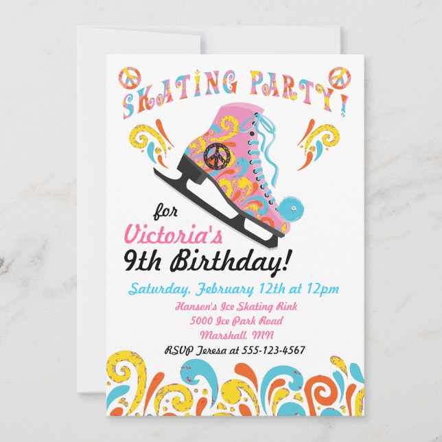 Convites de festas de patinagem de gelo (Frente)