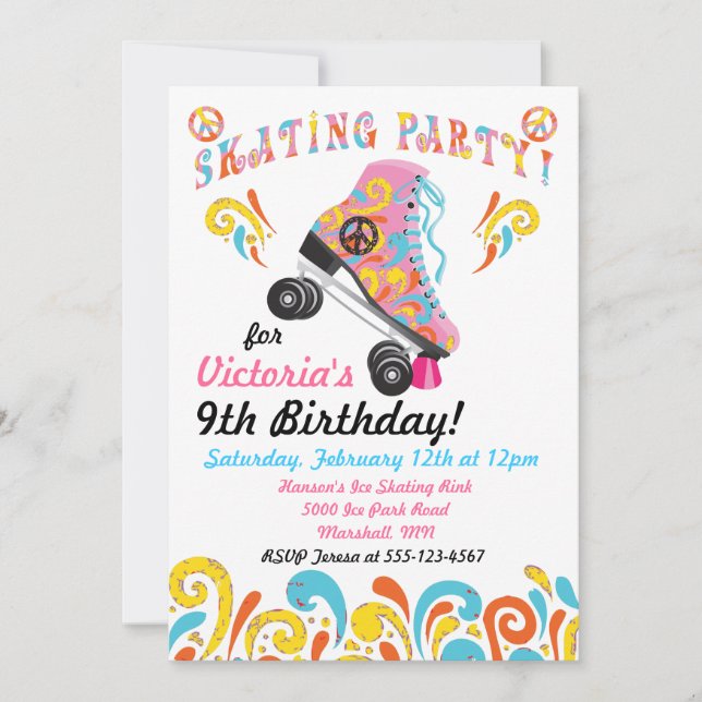 Convites de festas de patinagem do cilindro do Gro (Frente)