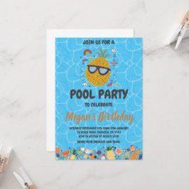 convites de festas de piscina de abacaxi