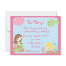 Convites de festas de Piscina de Sereia KRW