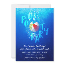 Convites de festas de Piscina de Verão
