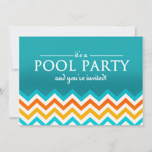 Convites de festas de Piscina Moderno Chevron
