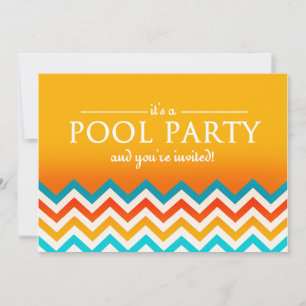 Convites de festas de Piscina Moderno Chevron