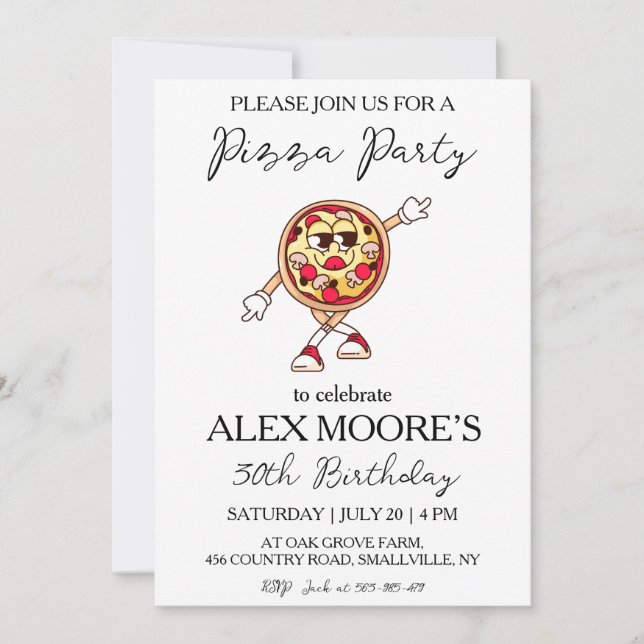 convites de festas de pizza italianos (Frente)