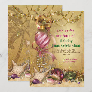 Convites de festas de praia Holiday Luau