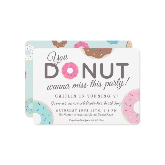 Convites de festas de rosquinha | FESTA DE ANIVERS (Frente/Verso In Situ)