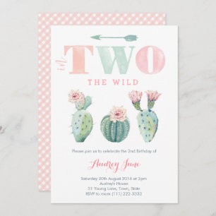 Convites de festas de segundo aniversário Cactus, 