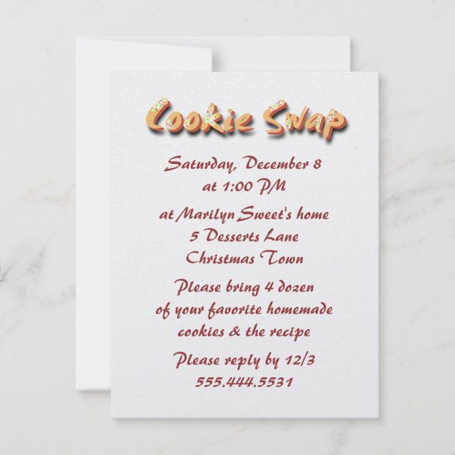 Convites de festas de Troca de Cookies Feriados (Frente)