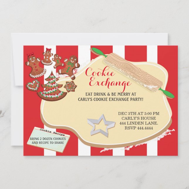 Convites de festas de troca de cookies natalinos (Frente)