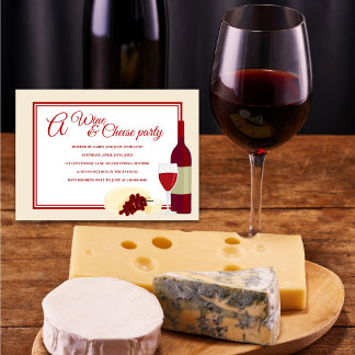 Convites de festas de vinho e de queijo