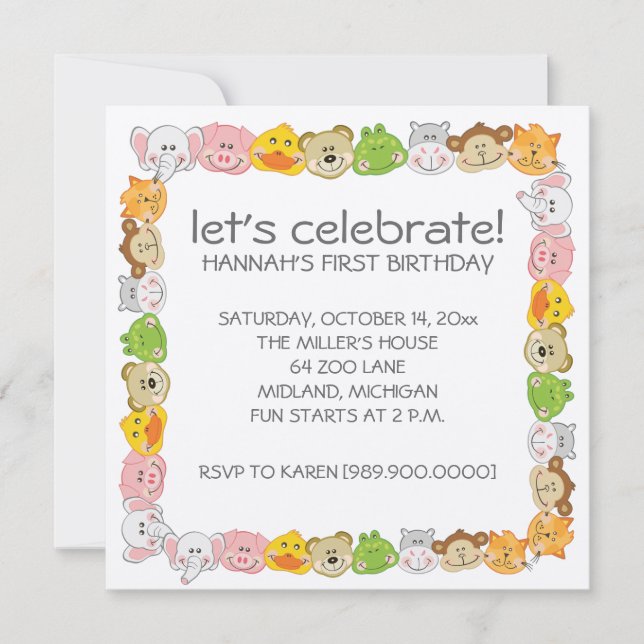 Convites de festas do aniversário de criança (Frente)