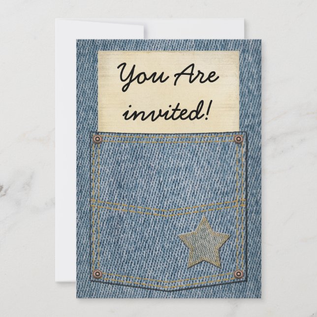 Convites de festas do bolso de jeans (Frente)