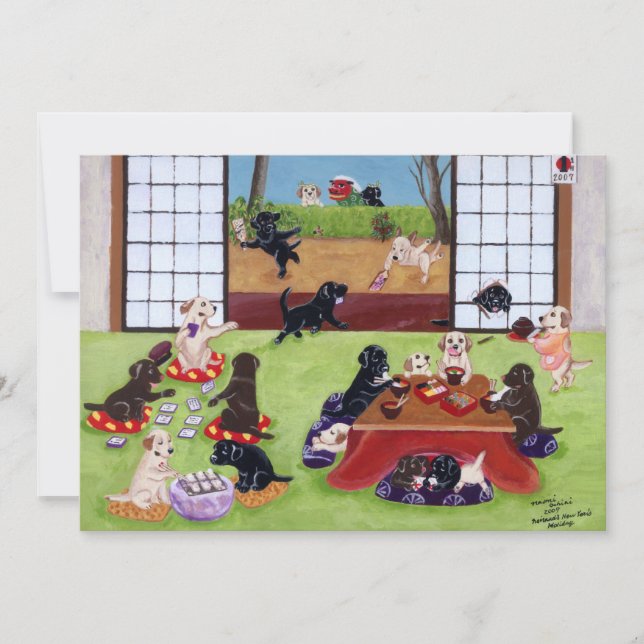 Convites de festas do dia do ano novo de Labradors (Frente)