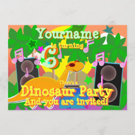 Convites de festas do Dinossaur DJ 6 Birthday Lega