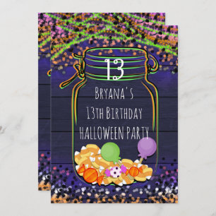 Convites de festas do Halloween Candy Mason Jar