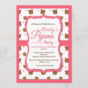 Convites de festas do pijama