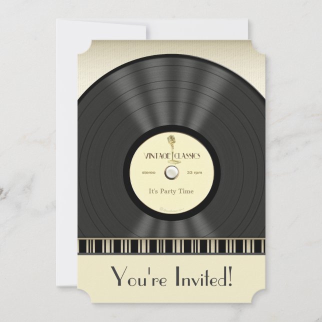 Convites de festas do registro de vinil do (Frente)