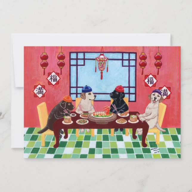 Convites de festas do restaurante chinês Labrador (Frente)