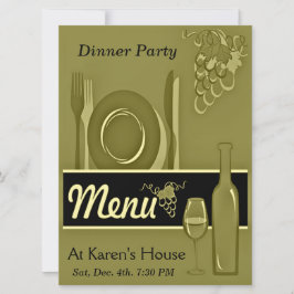 Convites de festas elegantes do comensal do ouro