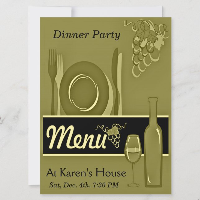 Convites de festas elegantes do comensal do ouro (Frente)