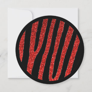 Convites de festas em círculo vermelho-preto-zebra