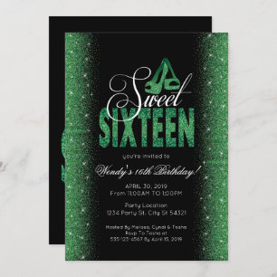 Convites de festas Extravagant Emerald Sweet 16
