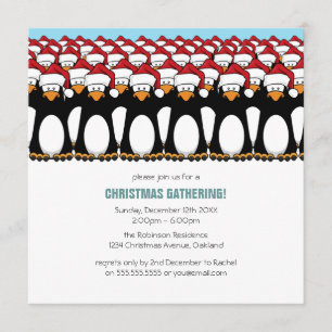 Convites de festas festivos da multidão do pinguim