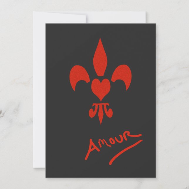 Convites de festas Fleur de Lis Heart Amour (Frente)