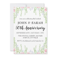 convites de festas florais modernos do 50º anivers