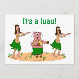 Convites de festas Funny Hula Pig Luau Havaianos