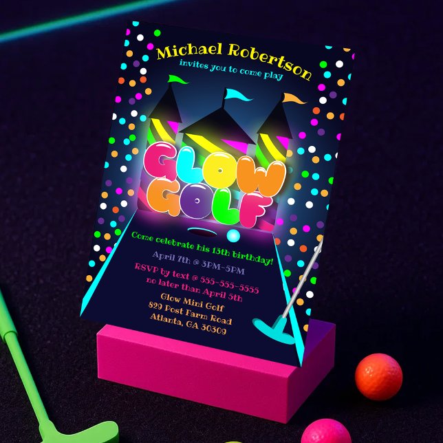 Convites de festas GOLF GLOW (GLOW GOLF PARTY INVITATIONS
)