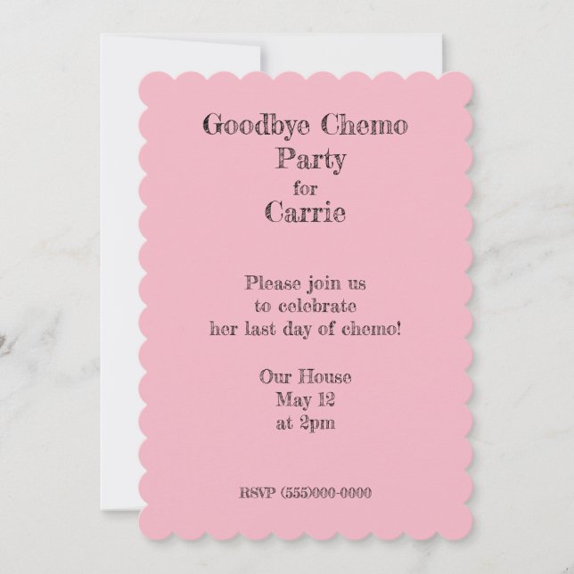 Convites de festas "Goodbye Chemo" (Frente)