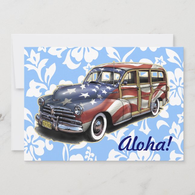 Convites de festas havaianos da Freedom Woody (Frente)