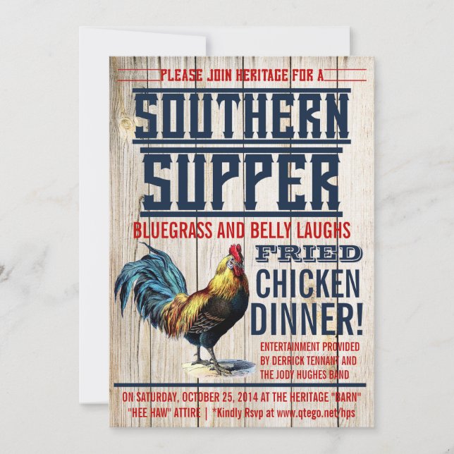 Convites de festas Jantados de frango (Frente)