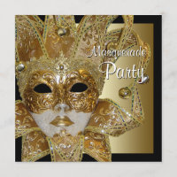 Convites de festas Mascarada Dourados pretos