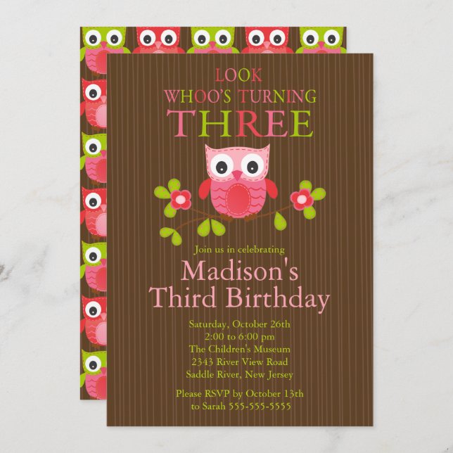 Convites de festas modernos bonitos do aniversário (Frente/Verso)