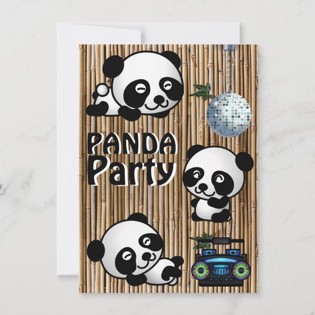 Convites de festas Panda (Verso)