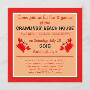 convites de festas personalizados do Happy Crab