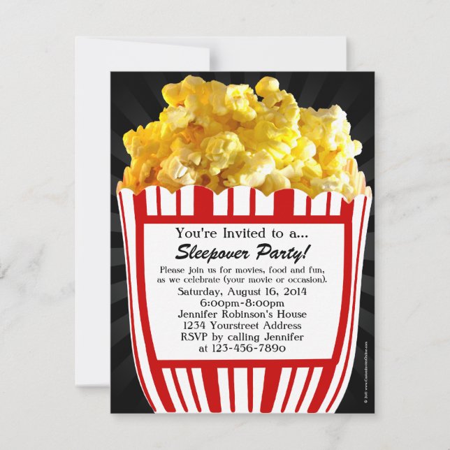 Convites de festas Personalizados do Movie Popcorn (Frente)
