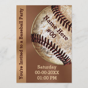 Convites de festas personalizados Vintage Baseball