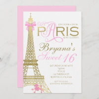 Convites de festas Pink Elegante Chic Paris e Dour