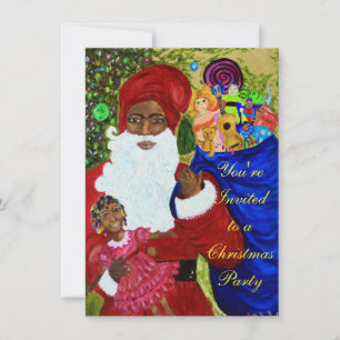 Convites de festas pretos de Papai Noel -