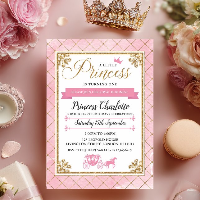 Convites de festas primeiros aniversarios da Princ (Invite your guests to a royally fun celebration with this Glitter Princess 1st Birthday Invitation, )