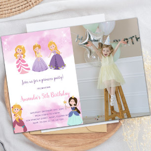 Convites de festas princesas personalizáveis para 