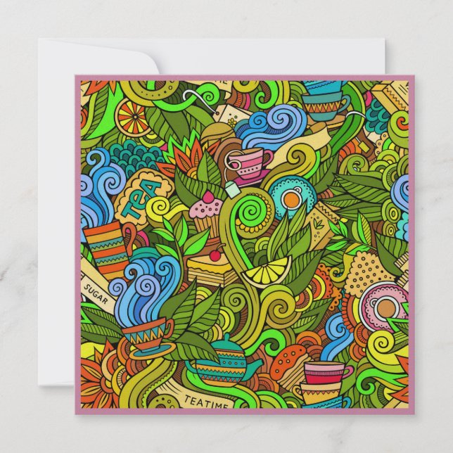 Convites de festas resistíveis ao tempo do chá (Frente)